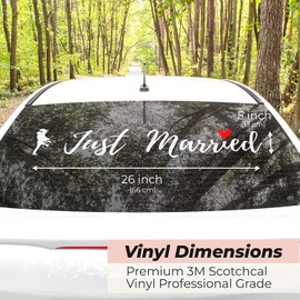 Just Married Car Decals Just Married Window Stickers Window Cling for Car Wedding Car Decorations Wedding Decals for Car 24'X6’ White