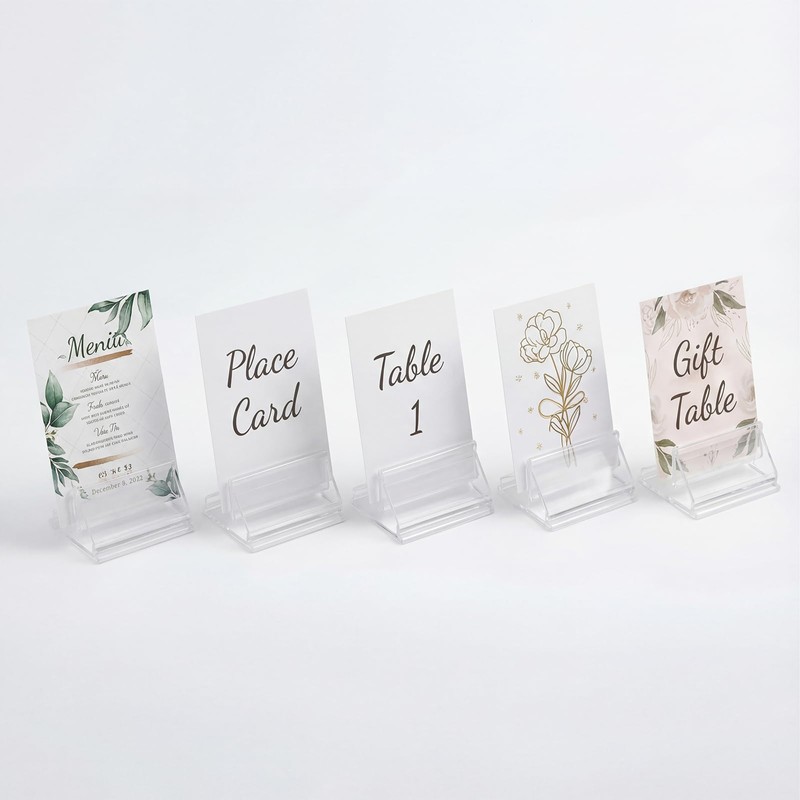 50 Pack Clear Acrylic Place Card Holders, Photo Holders For