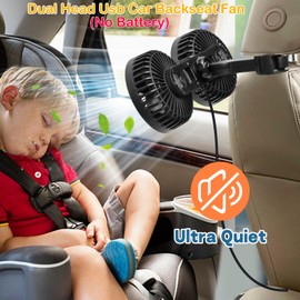 HUENLYEL Backseat Car Fan for Kids, Adjustable Car Backseat Fan for Kids Car Back Seat (No Battery)