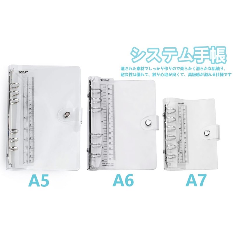 6 Hole A6 Personal Organizer Binder A6 Transparent Button Notebook
