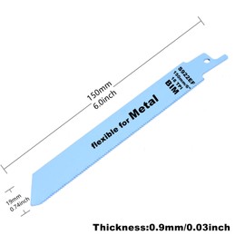 5Pcs 18TPI Reciprocating Saw Blades 150mm/6inch for Straight Line Cutting of Thin Metals, Pipes, Solid Materials