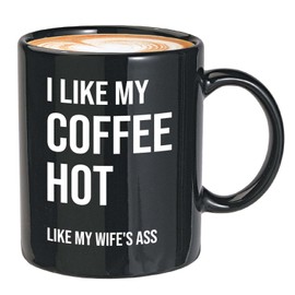 Divertida taza de café de aniversario de 325 ml, color negro, café caliente como – Divertido sarcasmo amante del café divertido cónyuge, matrimonio, aniversario, relación, café, adicto, marido, cumpleaños, humor adulto