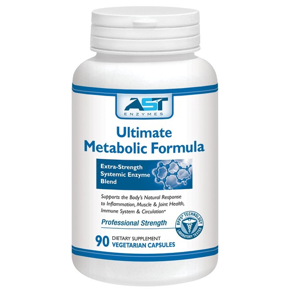 Ultimate Metabolic Formula – 90 Vegetarian Capsules – Premium Natural Systemic Enzymes Formula – Total Joint Support – Contains Enteric-Coated Serrapeptase – AST Enzymes