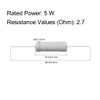 sourcing map Metal Oxide Film Resistor 5 Watt Axial Cable