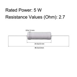 sourcing map Metal Oxide Film Resistor 5 Watt Axial Cable 2.7 Ohm ± 5% Tolerance Pack of 10