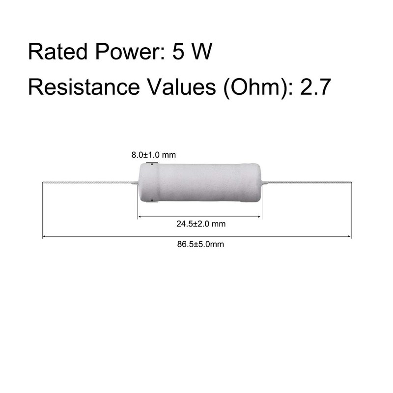sourcing map Metal Oxide Film Resistor 5 Watt Axial Cable
