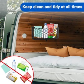 Storage Nets For Campervans,4PCS Elastic Storage Nets Car Storage Net Bag with Hook and Screws Car Van Truck Net Mesh Storage Bag Pocket Organizer Holder (Car Net 4P)