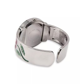 Da Vinci Ladies Red Silver Tone Flower Quartz Bracelet Watch-d2581sil