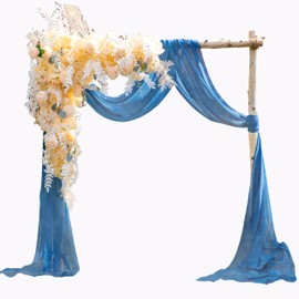 EBETA Wedding Pelmet Free Decoration for Wedding Arch and Wedding Arch Canopy Bed Curtains for Window Decoration Made of Chiffon Fabric (Denim Blue, 600 x 70 cm)