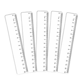 Transparent Plastic Ruler, Pack of 5 Rulers 15 cm Primary School, Shatterproof Rulers, Small Ruler, Measuring Ruler, Flexible Rulers, for Students, Office, Designer Painting