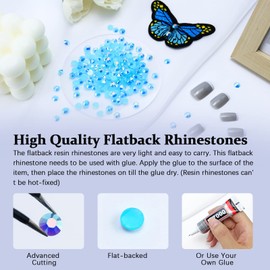 Briskbloom 3000PCS 2mm Resin Flatback Rhinestone, Lake Blue AB Flatback Jelly Resin Rhinestones for Mugs, Bottles, Tumblers, Craft Decoration, Loose Bling Glitter Diamond Stone