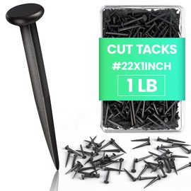 Therwen 1lb Upholstery Tacks Carpet Tacks Bulk Black Box of Hardware Cut Nails for Wood Stairs Runners Wood Shoe Hanging and Securing Charts Banners Calendars(#22 x 1inch)