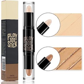 Corrector en barra de doble extremo Resaltar Stick, Contorno Stick 2 en 1 Cuerpo Cara Nariz Corrector Contorno Pen Impermeable Bronzer Stick Sombreado Maquillaje Sticks (2#-contour, M)