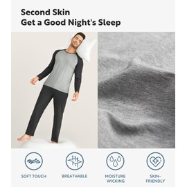 DAVID ARCHY Mens Pajamas Set - Soft Pj Sets for Men Long Sleeve Pajamas Men Cotton Mens Pjs Sets Loungewear with Pockets (L, Black)