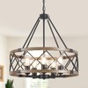 20'' Farmhouse Chandeliers for Dining Room, 5-Light Metal Wood Texture