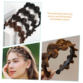 FRCOLOR Herringbone Headband, Black Headband, Hairpieces for Women's Hair, Braided Headband, Braided Headband, Synthetic Hair Headband