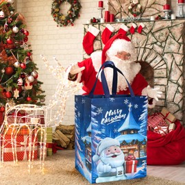 4Pack Large Christmas Gifts Bags Multipack,DXTXTJ 18 * 31 * 41cm Christmas Wrapping Bags, White Blue Santa Claus Christmas Bags for Presents Christmas Party