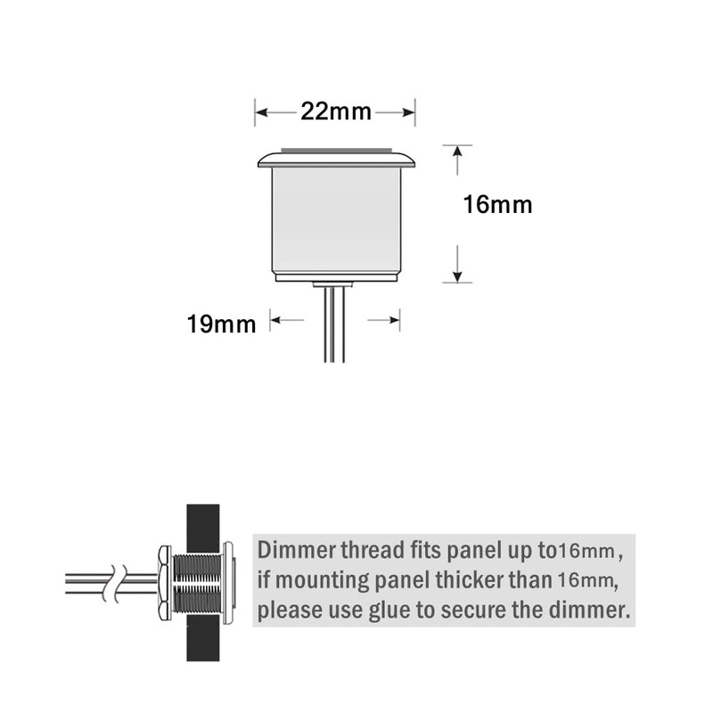 Obeaming 12V LED Light Dimmer, Stainless 12 Volt PWM Dimmer