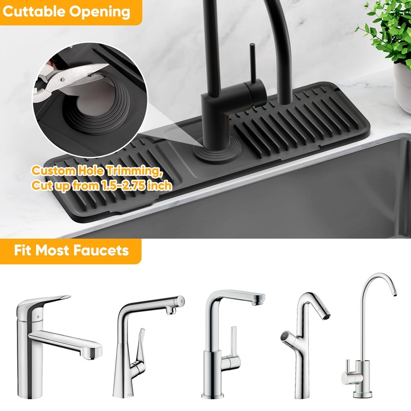 17.7'' Folding Faucet Mat for Kitchen Sink Splash Guard[7° Slope