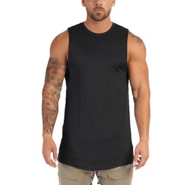 Zukela Black Men’s Workout Tank Top Sleeveless T Shirts Gym Fitness Bodybuilding Muscle Quick Dry Athletic Tops Summer Beach Training Running Casual Fitted Basic M