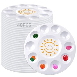 40Pcs Paleta para Pintura, Bandejas de Pintura para Niños con 10 Pozos para el Arte, Acuarela, Pintura, Acuarela del Aceite, DIY,Lavables