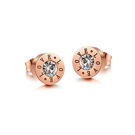 Crystalline Azuria Women Girls 18ct Rose Gold Plated Round White Crystals Circle Stud Earrings