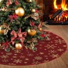 Christmas Tree Skirt 36 Inches(90cm), Gold Snowflakes Red Tree Skirt,