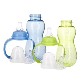 Nuby Non-Drip 3-Stage Bottle 11 Ounce, 2 Count, Blue/Green