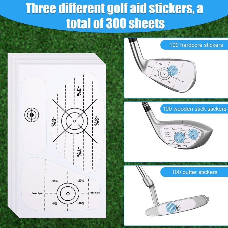 300pcs Golf Impact Tape, Golf Clubs Labels Self-Teaching Sweet Spot