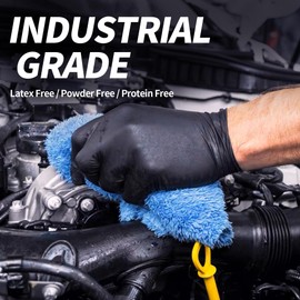 Jointown Vinyl Exam Gloves- 4 mil Safty Glove Latex-Free & Powder-Free, SGBE 8003 Synmax Disposable Medical Glove Large (Case of 1000, Black)