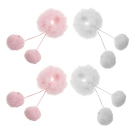 Gatuida 4pcs Hair Ties With Balls: Soft Plush Hair Ties For Women - Furry Elastic Scrunchies With Fluffy Pompom - For Casual School And Autumn Looks