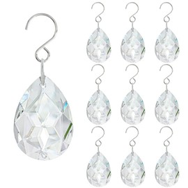 10pcs 38mm Clear Crystal Teardrops Chandelier Parts,Chandelier Crystal Prisms Pendants with Hook,Hanging Crystals for Lamp Window Christmas Tree Decoration Suncatcher