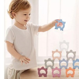 PAPU BABY Juguete Apilable en Forma de Animales de Silicón para bebés y niños pequeños. Juego Didáctico. Rompecabezas Educativos, Bloques de Apilamiento, (Tortuga)