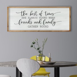 RLWangChao The Best of Times Wall Art 32"×12" Gather Sign for Dining Room And Kitchen Home Large Hanging Wood Framed Decor (Wood)