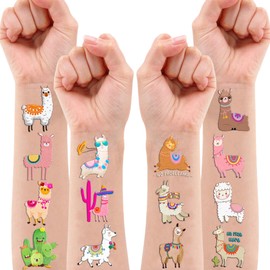Llama Temporary Tattoos Stickers Mexican Theme Fiesta Cactus Birthday Party Decorations Supplies Favors 110PCS Cute Bolivian Peru Alpaca Tattoo Sticker Gifts For Kids Boys Girls School Prizes Carnival