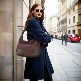 VINBAGGE Women's Handbag Velvet Handbag Top Handle Bag Vintage Soft Shoulder Bag Shopper Shoulder Bag Gifts Women, brown