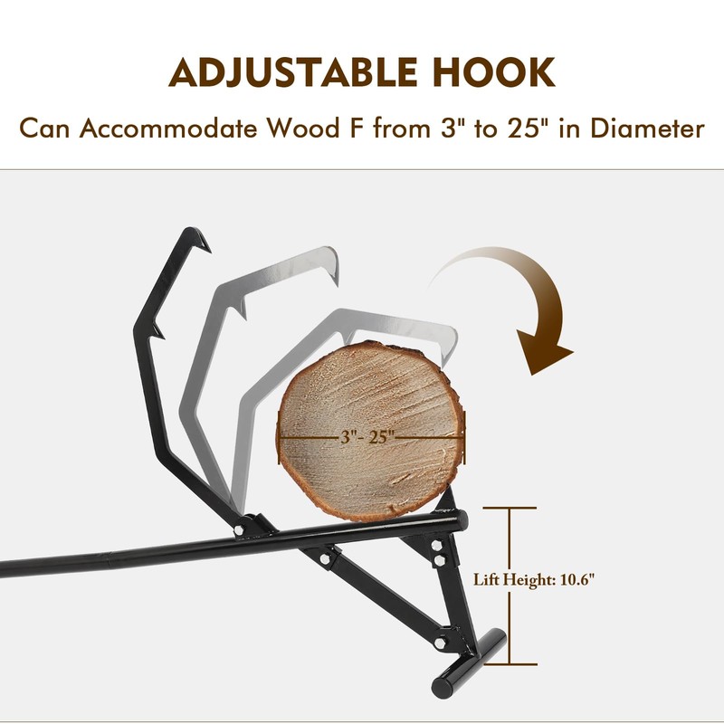 FAHKNS 50.8" Long Handle Log Lifter, Ups to 25" in