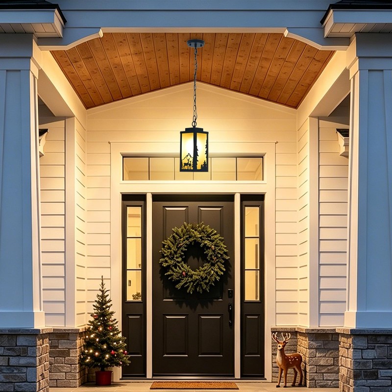 SendaLife Outdoor Pendant Lights for Porch, Deer Design Warm Amber
