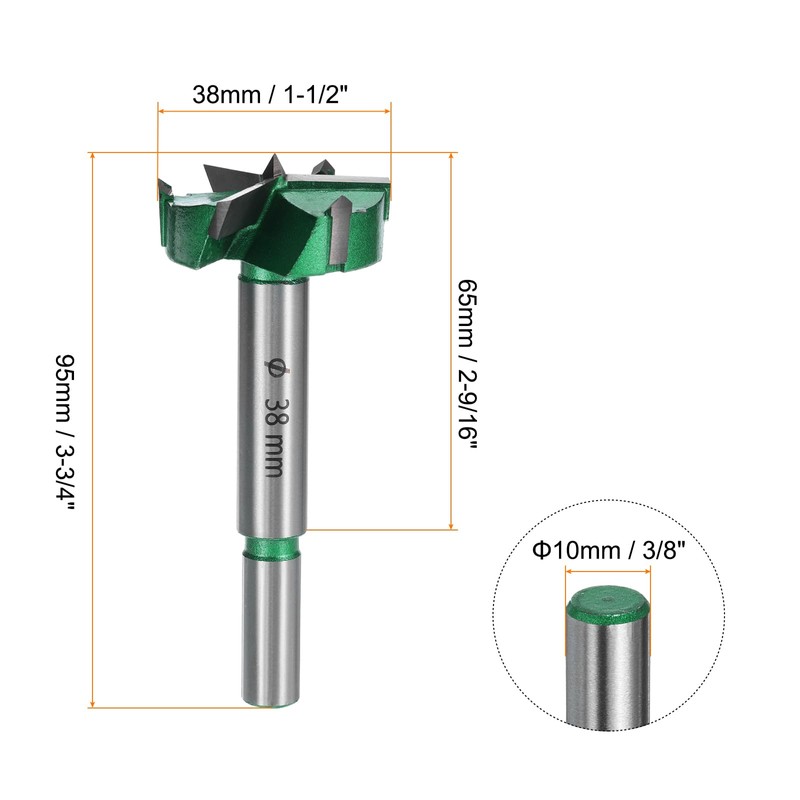 sourcing map 2pcs Forstner Drill Bits 1-1/2" (38mm) Carbide Upgraded