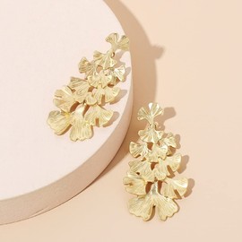 Bohemian Leaf Chandelier Drop Earrings for Women, Flower Leaf Tassel Earrings for Girls, Ginkgo Leaf Cluster Earrings, Cute Flower Petal Stud Earrings, Zinc