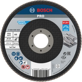 Bosch 1x PRO Metal X571 Flap Disc Angled Version Fiber for Small Angle Grinders (for Steel, Stainless steel, Ø 125 mm, Grit 60, Professional Accessory Small Angle Grinder)