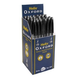 Helix "Oxford" Ball point Stick Pens - BLACK PB1026 (Pack of 50)