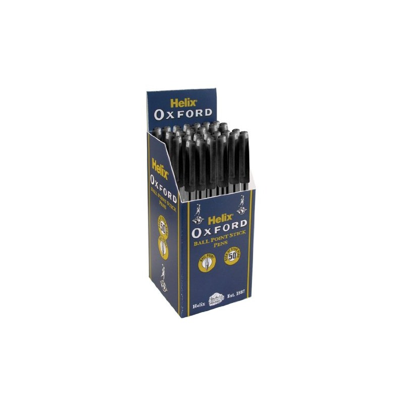 Helix "Oxford" Ball point Stick Pens - BLACK PB1026 (Pack