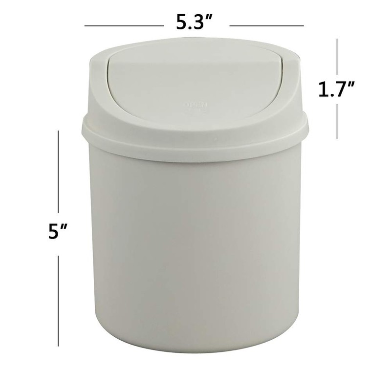 Cadineer Desktop Bin, Mini Trash Can With Swing Top Lid,