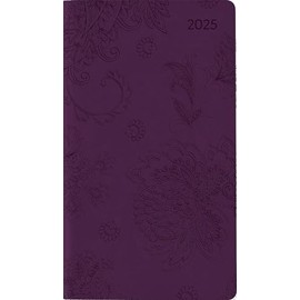 Alpha Edition - Ladytimer Slim Deluxe Purple 2025 Pocket Calendar, 9 x 15.6 cm, Calendar with 128 Pages, with Information and Address Section, Moon Phases, International Calendar