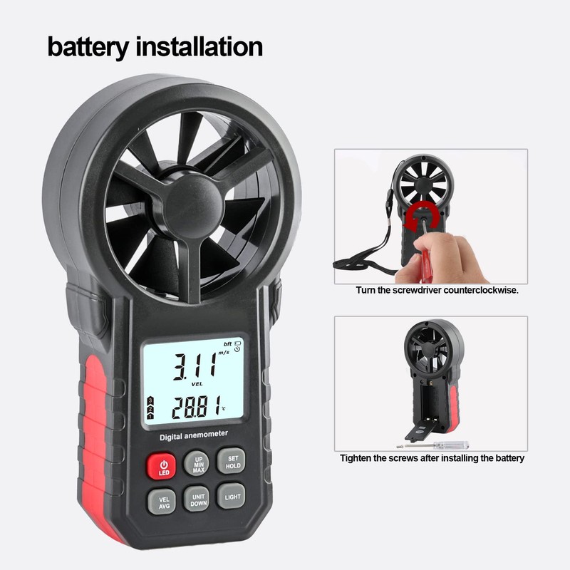 Digital Anemometer Portable Air Flow Meter CFM Meter for HVAC