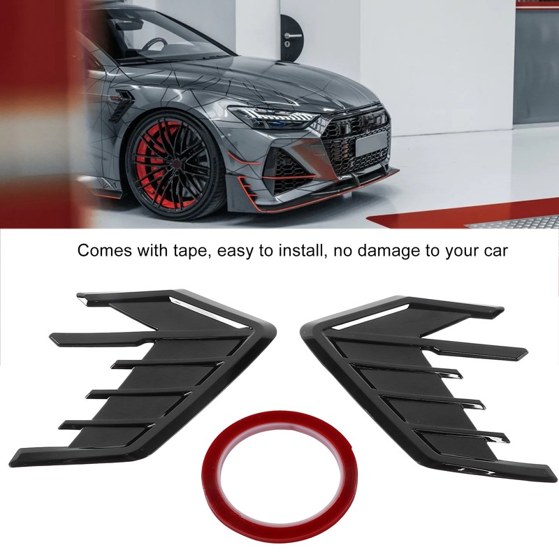 2Pcs/Set Car Side Cover Air Vent Trim Glossy Black Rubber