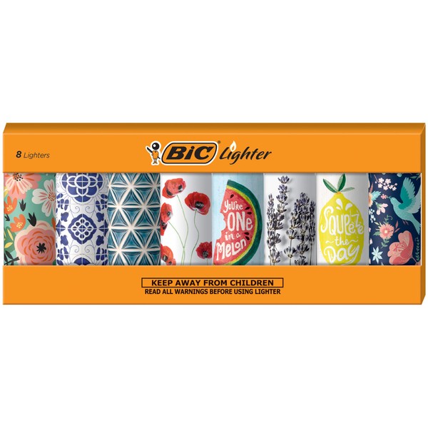 BIC Pocket Lighter, Special Edition Countryside Pop Collection, Assorted Unique Lighter Designs, 8 Count Pack of Lighters