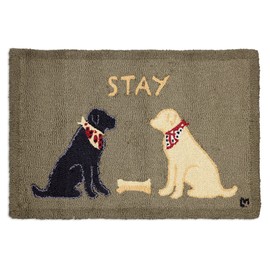 Chandler 4 Corners Artist-Designed New Lab Stay Hand-Hooked Wool Accent Rug (24 in x 36 in) Dog Themed Rug for Entryways, Hallways, Living Rooms - Low Maintenance-Black & Yellow Labrador Throw Rug