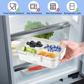 Peppry Snackle Box Charcuterie Container Divided Serving Tray with Lid and Handle Portable Snack Platters for Fruit Nuts Candy Entertaining Party Picnic(4 Compartments)